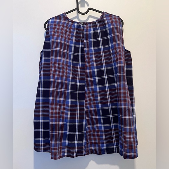 **SOLD** MUJI Madras Check Sleeveless Blouse Top size XS NWT - Picture 4 of 8